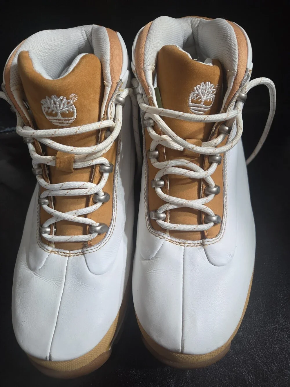 Timberland Hiking Boots White Tan Leather Size 7.5 - Used